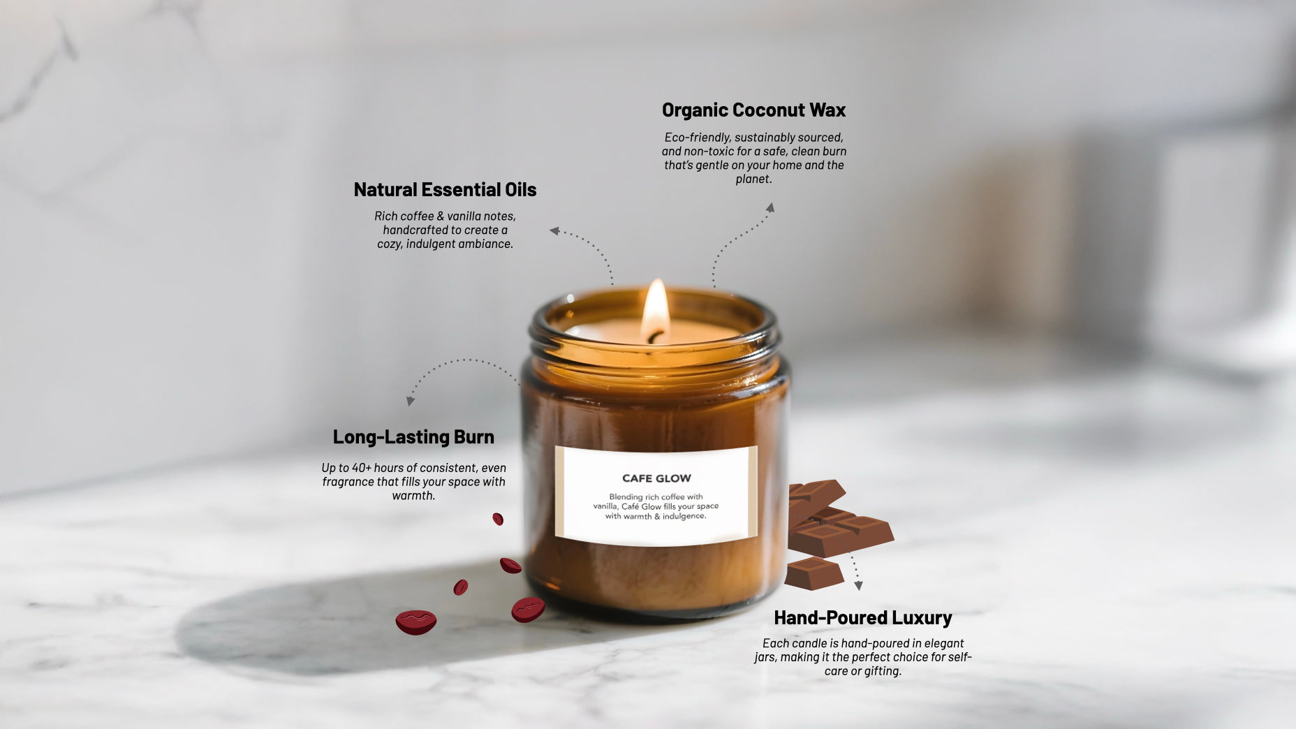 Cafe Glow Coffee-Scented Candle | Hand-Poured Coconut Wax | Cozy Home Fragrance