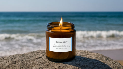 sea and sand candle coconut and palm Ocean Drift Sea Salt & Sandalwood Candle | Hand-Poured Coconut Wax